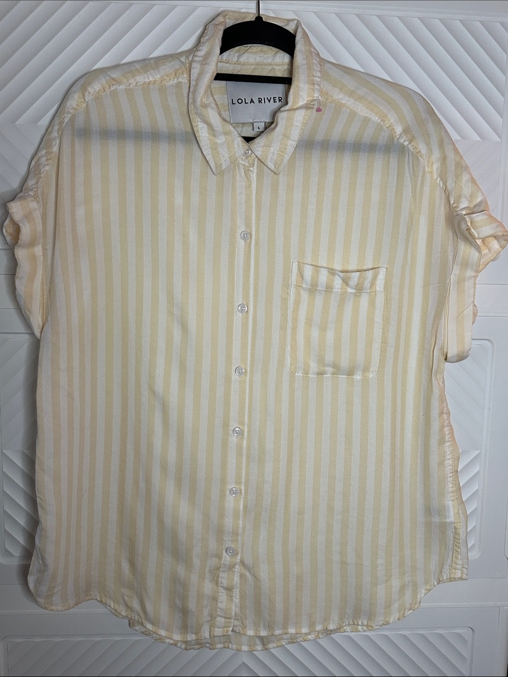 Lola River Yellow-Striped Short Sleeve Button-Down Shirt